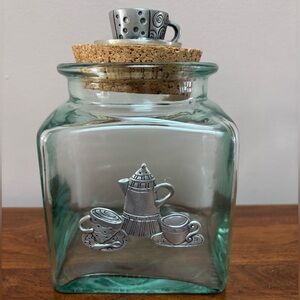 Seagull Pewter Glass Tea Canister.